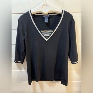 RIO SUD – V-NECK TOP WITH STRIPED DETAIL – SIZE XXL